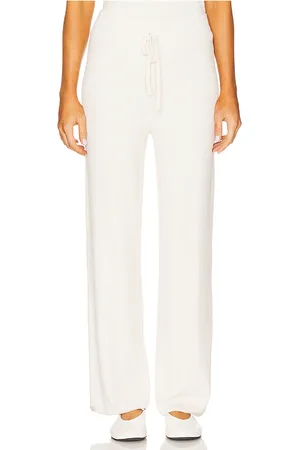 Barefoot Dreams CozyChic Ulra Light Fine Rib Pant in - Ivory. Size L (also in M, S, XL, XS).