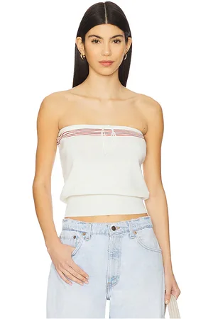 FAITHFULL THE BRAND Arlette Strapless Top in - Ivory. Size L (also in M, S, XL, XS).