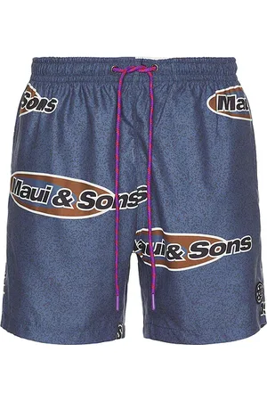 Maui and Sons Flying Disc Pool Short in - Blue. Size L (also in M, S, XL/1X).