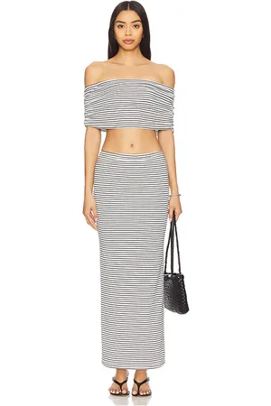 ALL THE WAYS Breigh Maxi Skirt Set in - Black, White. Size L (also in M, S, XL, XS, XXS).