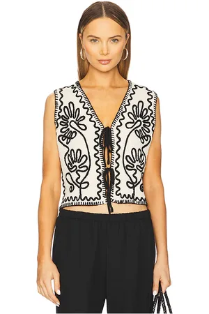 LINE & DOT Maris Vest in - Neutral,Black. Size L (also in M, S, XS).