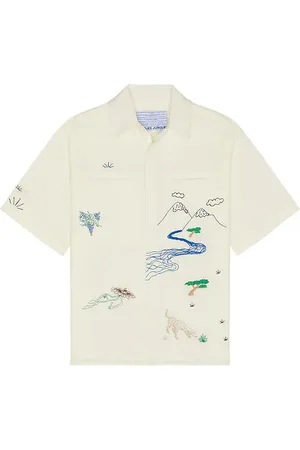 JUNGLES Good Thoughts Button Up Shirt in - Ivory. Size L (also in M, S, XXL/2X).