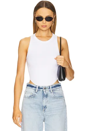 GOOD AMERICAN Micro Rib Tank Top in - White. Size L (also in M, XS, XXL/2X, XXXL/3X, XXXXL/4X).