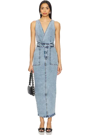 GOOD AMERICAN Fit For Success V-neck Maxi Dress in - Blue. Size M (also in S, XS, XXL/2X, XXXXL/4X).