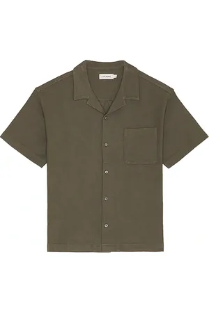Frame Jacquard Relaxed Camp Collared Shirt in - Sage. Size L (also in M).