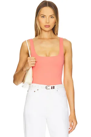 GOOD AMERICAN Scuba Modern Tank Bodysuit in - Coral. Size L (also in M, S, XS, XXL/2X, XXXL/3X, XXXXL/4X).