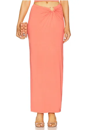 GOOD AMERICAN Stretch Jersey Maxi Skirt in - Coral. Size L (also in M, S, XS, XXL/2X, XXXL/3X, XXXXL/4X).