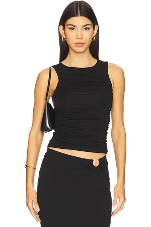 GOOD AMERICAN Ruched Tank Top in - Black. Size L (also in M, S, XS, XXL/2X, XXXL/3X, XXXXL/4X).