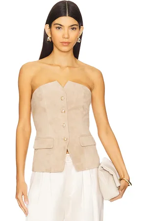 CAMI Zamora Suede Corset in - Neutral. Size 00 (also in 2, 4, 6, 8).