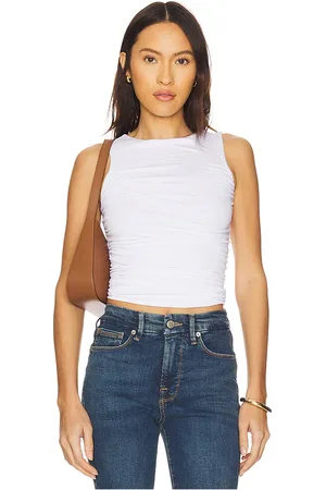 GOOD AMERICAN Ruched Tank Top in - White. Size L (also in M, S, XS, XXL/2X, XXXL/3X, XXXXL/4X).