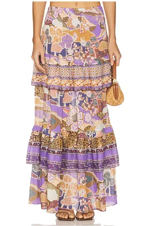 SPELL Dancing Valley Ra Ra Maxi Skirt in - Purple. Size L (also in M, S, XL, XS, XXL).