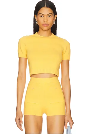 JoosTricot Short Sleeve Crop Top in - Orange. Size L (also in M, S, XS).