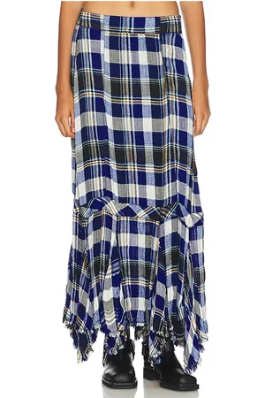 Free People Bordeaux Plaid Maxi Skirt in - Navy. Size M (also in S).