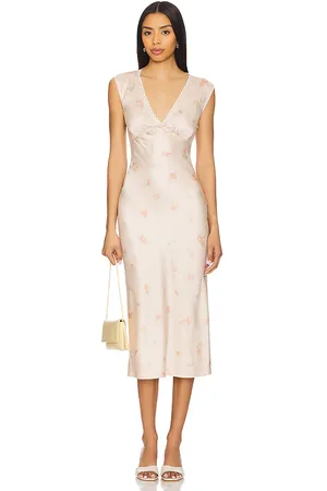 Tularosa Tina Midi Dress in - Blush. Size L (also in M, S, XL, XS).