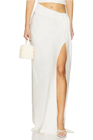 LAPOINTE Lightweight Satin Asymmetric Maxi Skirt in - Ivory. Size 0 (also in 2, 4, 6).