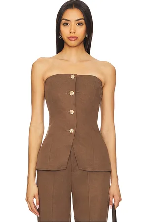 SNDYS Emilie Strapless Top in - Brown. Size L (also in M, S, XS).