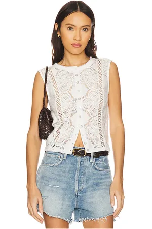 Free People Jae Knit Top in - White. Size L (also in M, S, XL).