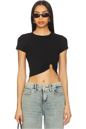GOOD AMERICAN Stretch Jersey Top in - Black. Size L (also in M, S).