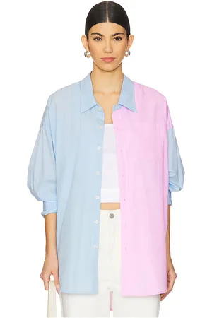 Denimist Button Front Shirt in - Baby Blue,Pink. Size L (also in M, S, XL, XS).