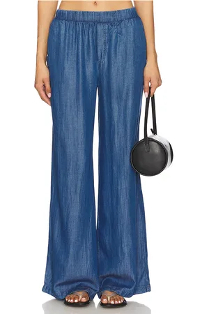 Bobi Wide Leg Pant in - Blue. Size L (also in M, S, XL, XS).