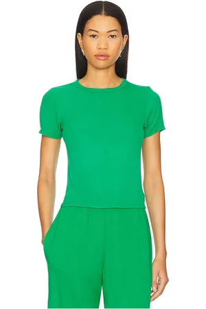 Michael Lauren Rhea Short Sleeve Fitted Top in - Green. Size L (also in M, S, XL, XS).