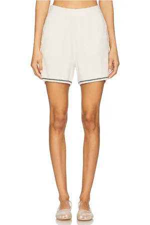 Barefoot Dreams CozyChic Light Pointelle Shorts in - Cream. Size L (also in M, S, XL, XS).