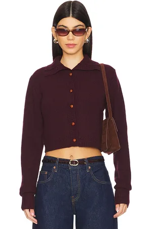 REMAIN Knitted Slim Cardigan in - Burgundy. Size 32 (also in 42).