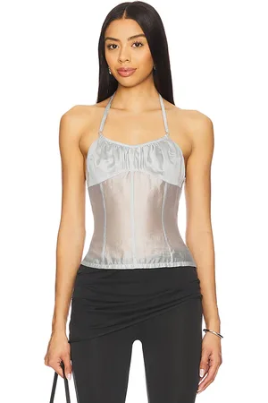 Belle Flore Top in - Metallic Silver. Size L (also in M, S, XL, XS).