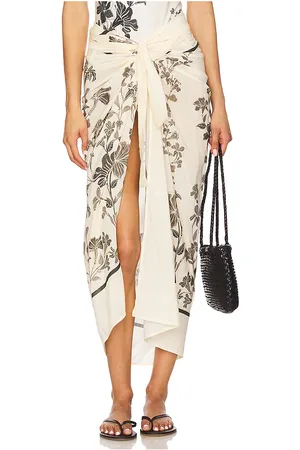 Agua by Agua Bendita Lavanda Skirt in Gauyac á n - Ivory. Size all.