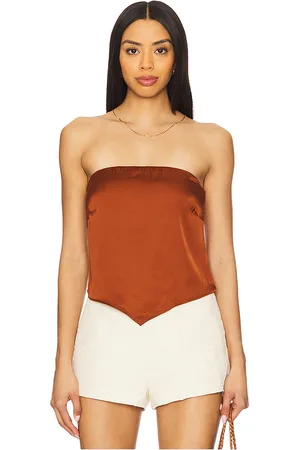GOOD AMERICAN Satin Handkerchief Top in - Rust. Size M (also in S, XXL/2X, XXXXL/4X).