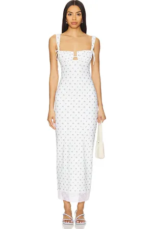 Montce Petal Long Slip Dress in - White. Size L (also in M, S, XS).