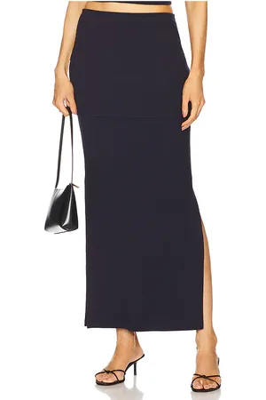 LnA Lora Ribbed Skirt in - Navy. Size L (also in M, S, XL, XS).