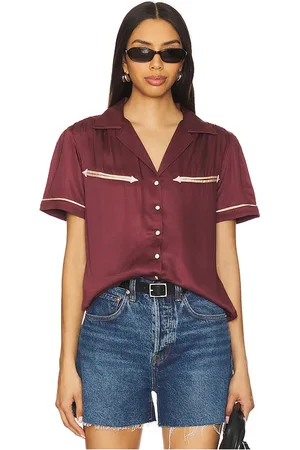 Sendero Provisions Cheyenne Western Blouse in - Burgundy. Size L (also in M, S, XL/1X, XS).
