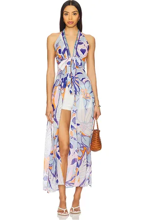 POUPETTE ST BARTH Caliz Maxi Dress in - Blue. Size L/XL (also in M/L, S/M, XS/S).