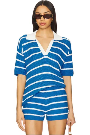 KULE Fjord Polo Top in - Royal. Size L (also in M, S, XL, XS).