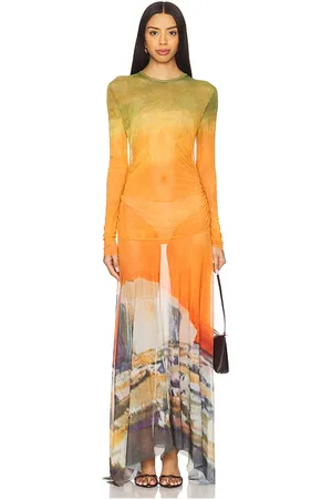 MONSE Handkerchief Hem Maxi Dress in - Orange. Size M (also in S).