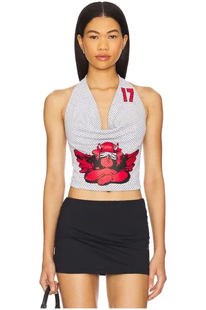 Boys Lie Halter Bulls Top Jersey in - Grey. Size L (also in M, S, XL/1X, XS).