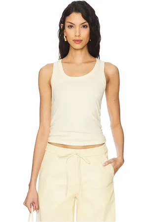 SPRWMN Fitted Scoop Tank Top in - Yellow. Size L (also in S).