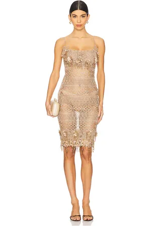 Mirror Palais Leo Dress in - Beige. Size L (also in XS).