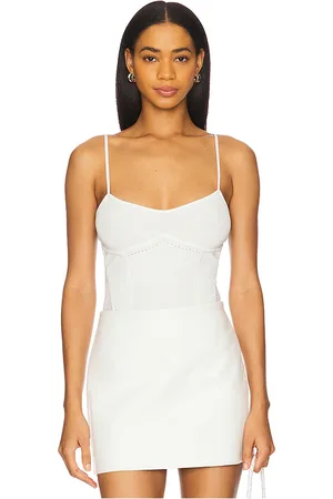 FLEUR DU MAL Knit Underbust Cami Bodysuit in - White. Size L (also in M, S, XS).