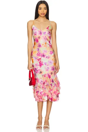 Le Superbe Frida Slip Dress in - Pink, Orange. Size L (also in M, S, XS).