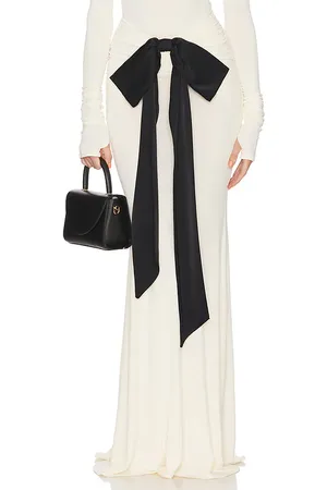 Helsa The Althea Jersey Skirt With Bow in - White. Size L (also in M, S, XL, XS).