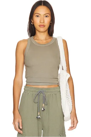 SUNDRY High Crew Tank Top in - Green. Size L (also in M, S, XL, XS).