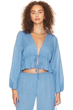 FAITHFULL THE BRAND Jacques Top in - Blue. Size XL (also in XXL).