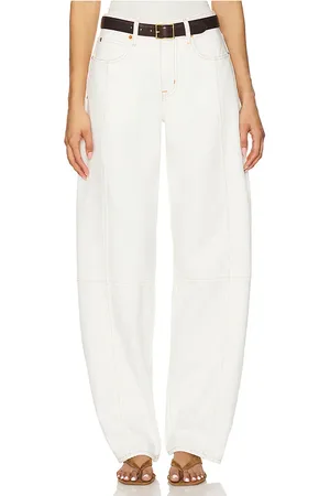 SLVRLAKE Paloma Seam Barrel Leg in - White. Size 25 (also in 26, 27, 28, 30, 31, 32).