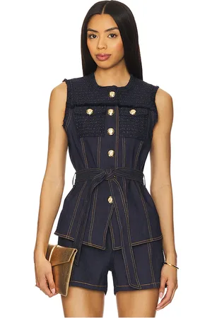 Cinq A Sept Braided Reenee Vest in - Navy. Size L (also in M, S, XL, XS).