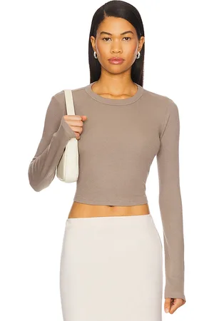 Cotton Citizen Verona Crop Shirt in - Grey. Size L (also in M, S, XS).