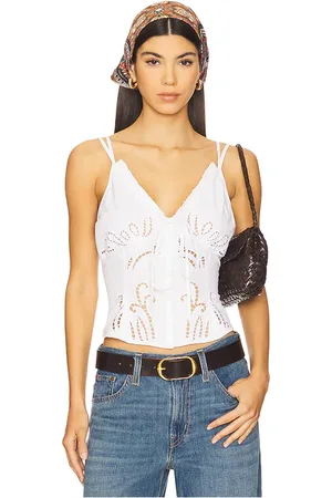 Free People Sweet Sammi Eyelet Top in - White. Size L (also in M, S, XL).