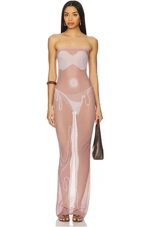 DI PETSA Tan Lines Mesh Dress in - Nude. Size L (also in M, S).
