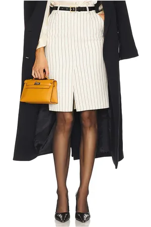 Helsa Pinstripe Pencil Skirt in - White. Size L (also in M).